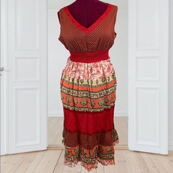 Magic Dresses & Skirts - Magic V-Neck Ruffle Hem Sleeveless Fitted Mermaid Floral Midi Dress Women’s 2X